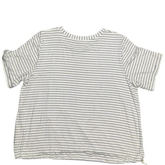 Modern Works Women’s Striped Cuff Short Sleeve Top Elastic tie bottom Size Large - Picture 4 of 10